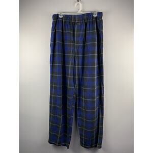 PERRY ELLIS PORTFOLIO Fleece Lounge Pajama Pants Mens XL Black Blue Plaid SOFT